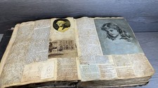Antique 19thC Scrapbook Album History Newspaper Clippings Woodcut Illustration  picture