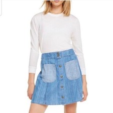 WILDFOX Frankie denim snap front mini skirt medium NWOT picture
