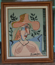 Vintage Picasso Large Framed Needlepoint 