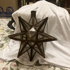 Moravian Star - 11” clear glass   17 point  rusty trim  pendant light part rust picture