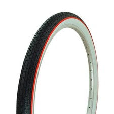 OG LOWRIDER TIRE 26 X 2.125 WHITE WALL W/RED LINE BRICK TREAD CRUISER BIKE picture