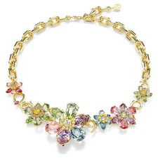 New Idyllia Flower Necklace Multicolored Crystals Gold-Tone Finish picture