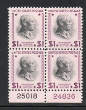 ALLY'S US Plate Block Scott #832c $1.00 Woodrow Wilson [4] MNH F/VF [HV_c1] picture