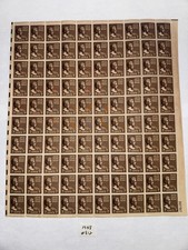 1938 #812 7c Jackson Full Sheet 100 Mint  picture