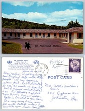 1962 Sir Anthony Motel Barre VT Postcard Knight on Horseback New Haven Postmark picture