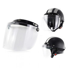 Universal Motorcycle Helmet Visor Shield 3 Snap Anti Fog Flip Up Open Face Lens picture
