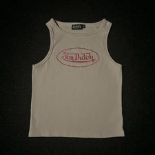 Von Dutch Pink Ribbed Embroidered Logo Tank Top Y2K Women’s Size M picture