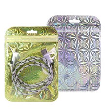 100/500/1000 Clear & Holographic Gold/Silver Hangable Front Zipper Bags ~4x6in picture