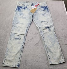 Grindhouse Jeans Mens 40 Blue Slim Fit Stretch Denim Destroyed Distressed New picture