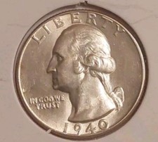  1940-P Washington Silver Quarter 25C US Coin Brilliant Uncirculated Free Post  picture