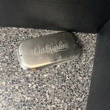 Antique Our Darling Child Casket Coffin Plaque Silverplate Funeral Memorial 5.5” picture