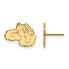 Gold Plated 925 Silver LogoArt Gonzaga G-U Bulldog Small Post Earrings picture