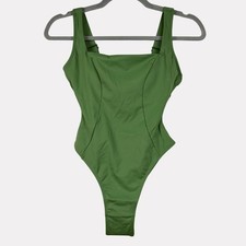 TA3 Hi Cut Squarey Army Green One Piece Swimsuit Womens XS Short Corset picture