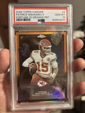 Topps 2025 Chrome Fortune 15 Orange Refractor #6 Patrick Mahomes II PSA 10 picture