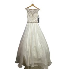 David Tutera Wedding Dress Ivory Lace Beaded Ball Gown Size 0 picture