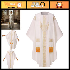 Elegant Catholic Priest Chasuble Vestment Robe with Stole for Church Mass picture