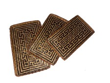 Vintage Woven Rattan Jewelry Trays Large Medium Small Aztec  Woven Pattern (3) picture