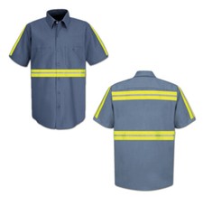 Red Kap Enhanced Visibility Hi Vis Reflective Safety Work Towing Uniform Shirts picture