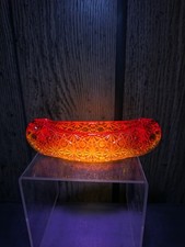Mid Century Vintage Fenton Glass Red/ Amberina Canoe Daisy & Button Pattern picture
