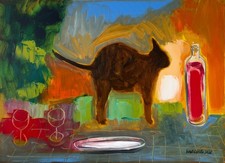 Michel Suret-Canale - le chat de Bonnard - original oil painting on canvas picture