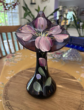 Stunning Fenton Jack in the Pulpit Hand-Painted Glass Vase picture