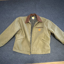 Carhartt Men's Work Jacket Green Lined Zip Front Size M picture