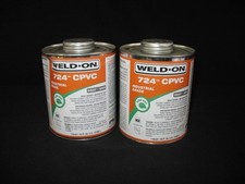 (2) Weld On 724 CPVC Pipe Cement Quart 32oz cans Med Set Heavy Bodied Gray 14183 picture