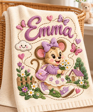 Disney Personalized Baby Blanket Custom Name Embroidered Mouse Girl Gift picture