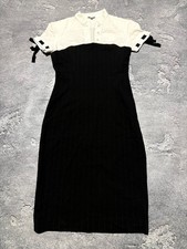 Vintage GIANFRANCO FERRE Ittierre Pinstripe Dress White Black Office Siren Y2K picture