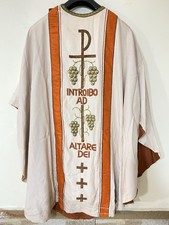 Vintage German Clergy Vestment Embroidered Priest Chasuble by Eppheta Dillingen picture