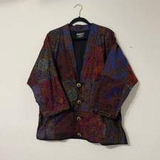 Vintage Batik Patchwork Jacket Boho Artisan Festival Cotton hippie Kimono picture