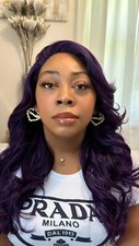 LUXLUXE Yenne Wavy 23 Inch Long 4X4 Hand-Tied Lace Front Wig, Violet Blend picture