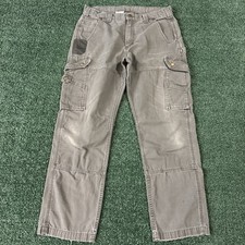 VTG Carhartt Men's Cargo Double Knee Pants 34x30 B342-MOS Green Cargo Ripstop picture