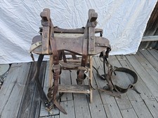 Vintage Wood Sawbuck Pack Horse Mule Hunting Backcountry Saddle W/Rigging picture