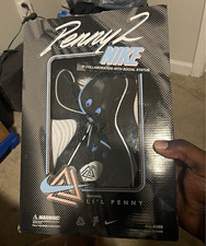 Nike Air Penny 2 Lil Penny Men's Mid Top Basketball Sneakers Black Blue White picture