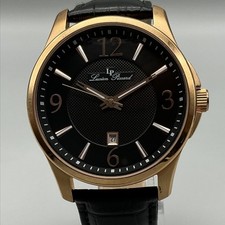 Lucien Piccard Mens Watch 42mm Black Dial Rose Gold Tone Date New Battery picture