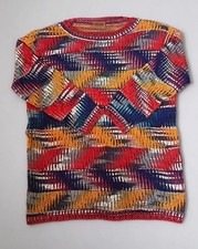VTG 80s 90s Missoni Chevron Zig Zag Knit Pullover Sweater Women M Italy Unisex picture