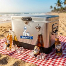 Yakimoto 54QT Retro Stainless Steel Cooler Vintage Style Outdoor Ice Chest Gift picture