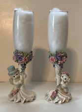 RARE 2000 Dreamsicles Wedding Champagne Flutes Make A Toast  11717 Bride & Groom picture