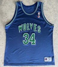 VINTAGE ISAIAH RIDER JERSEY MINNESOTA TIMBERWOLVES CHAMPION XL 48 EDWARDS 1993 picture