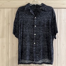 All Saints Men's Blocko Snakeskin Relaxed Short Sleeve Shirt LARGE NEW $199 picture