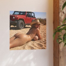 Desert Cowgirl By Red Jeep | Fine Art Photo Print picture