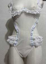 Vintage Fredericks Of Hollywood  style lace teddy bodysuit with ruffles #80921 picture
