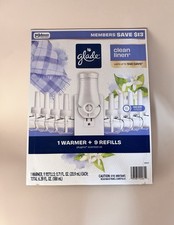 Glade PlugIns Scented Oil Warmer + 9 Refills Clean Linen 540 Days Value Pack New picture