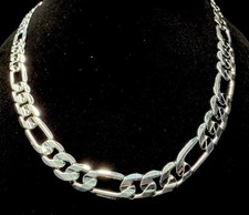 Figaro Diamond Cut 30in 9.5MM 925 Premium Finish Necklace Brand New Must Have picture