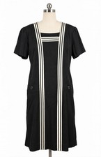Petite Perceptions Black Dress with White Striped Detail picture