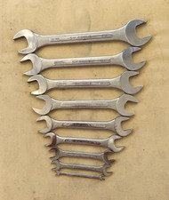 Vintage S-K Tools USA Metric Double Open End Wrenches 9 Piece Lot 6–32mm picture