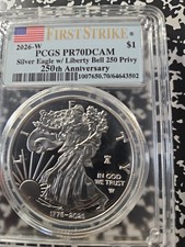 1776 2026 W $1 Proof Silver Eagle Liberty Bell 250 Privy PCGS  PR 70 DCAMEO picture