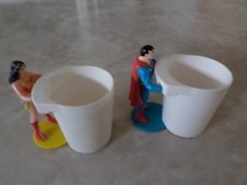 Vintage 1988 Burger King DC Comics Cup Holders Superman & Wonder Woman Lot of 2 picture