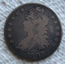 1808 Capped Bust Silver Half Dollar Rare Early Key Date Type Coin VF Scratched picture